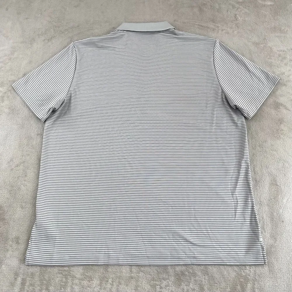 ADIDAS Golf Polo Shirt‎ Men 2XL Grey Striped Performance Wicking UPF 50 SS NWT